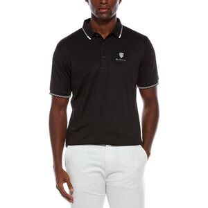 Ben Sherman Mens Checker Rib Air Pique Sports Fit Polo Shirt, Black